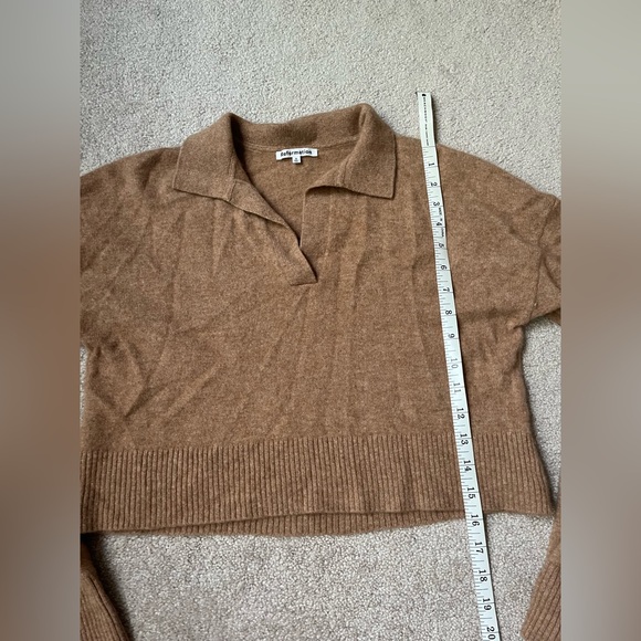 Reformation Cropped Cashmere Polo Sweater tan Small - Picture 6 of 10